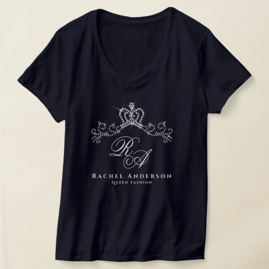 Glitterend kroonmonogram t-shirt (Laagn)