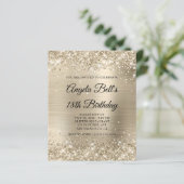 Glitterend licht gouden fancy monogram 18e verjaar (Staand voorkant)