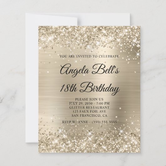 Glitterend licht gouden fancy monogram 18e verjaar (Voorkant)