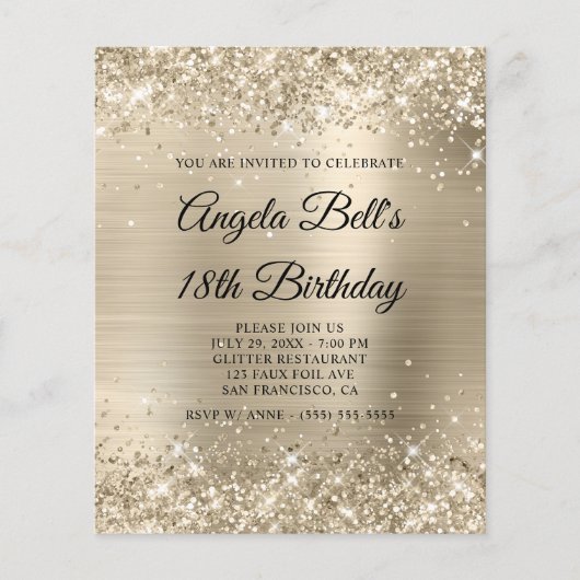 Glitterend Licht Gouden Fantasie Monogram 18e Verj Flyer (Voorkant)