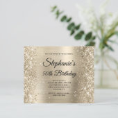 Glitterend licht gouden folie monogram 50e verjaar (Staand voorkant)