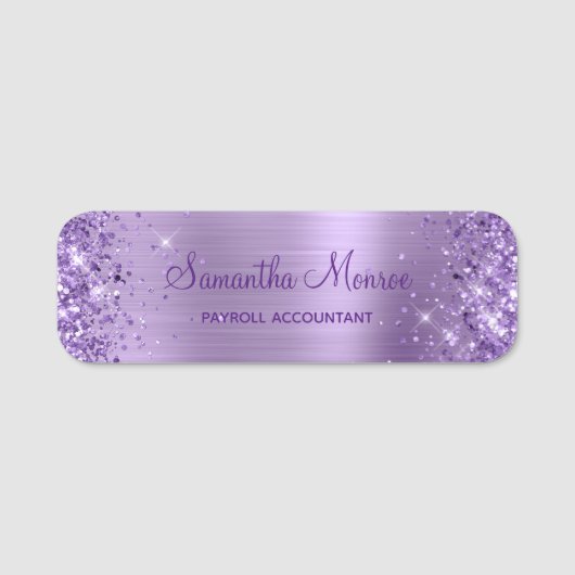 Glitterend lichtpaars folie naamplaatje (Voorkant)