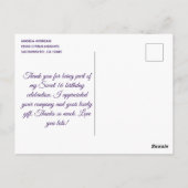 Glitterend lichtpaars Sweet 16 dankjewel Briefkaart (Achterkant)
