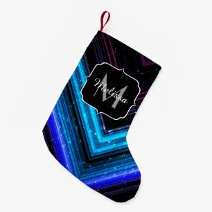 Glitterend metaalblauw paarse chevron Monogram Kleine Kerstsok