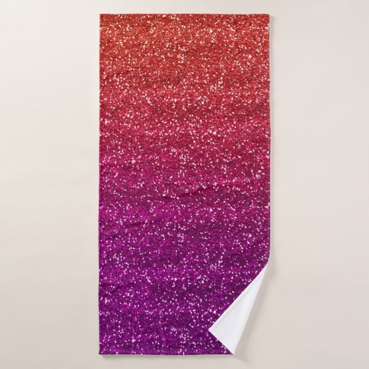 Glitterend oranje en paarse verloop glitter badhanddoek (Badhanddoek)