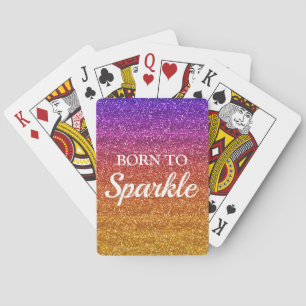 Glitterend Paars en Oranje Glitter Geboren om te F Pokerkaarten