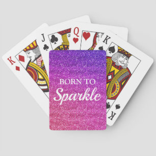Glitterend Paars en Roze Glitter Geboren om te Fon Pokerkaarten