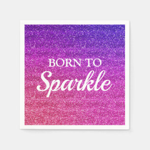 Glitterend Paars en Roze Glitter Geboren om te Sch Servet