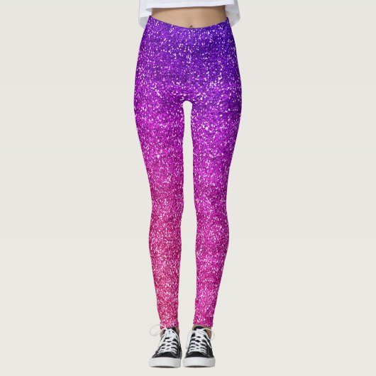 Glitterend paars en roze verloop glitter leggings (Voorkant)