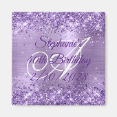 Glitterend Paars Folie Fancy Monogram 40e Verjaard Magneet (Voorkant)