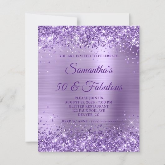Glitterend Paars Folie Monogram 50 & Fabulous Uitn (Voorkant)