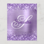 Glitterend paars folie monogram 50ste verjaardag u flyer (Achterkant)