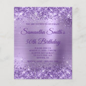 Glitterend paars folie monogram 50ste verjaardag u flyer (Voorkant)