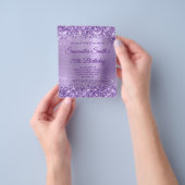 Glitterend Paars Folie Monogram 70e Verjaardagsuit Flyer (Hand)