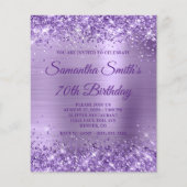 Glitterend Paars Folie Monogram 70e Verjaardagsuit Flyer (Voorkant)