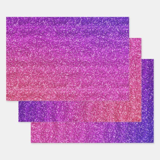 Glitterend paarse en roze verloop glitter inpakpapier vel (Set)
