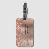 Glitterend Rose Goud Folie Logo Bagagelabel (Voorkant (verticaal))