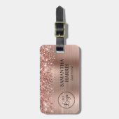 Glitterend Rose Goud Folie Logo Bagagelabel (Voorkant verticaal)