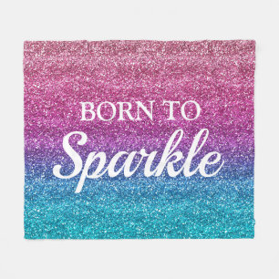 Glitterend Roze en Blauwe Glitter Born to Sparkle Fleece Deken