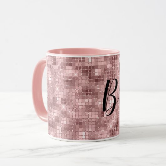 Glitterend Roze Goud Roze Luxe Glans Mok (Voorkant links)