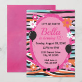 Glitterend Roze Verjaardagsfeestje Kaart (Voorkant / Achterkant)