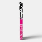 Glitterend roze zwart en wit vakwerk monogram Case-Mate iPhone case (Achterkant / Links)