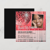 Glitterend Sweet Sixteen Disco Bal Uitnodiging (Voorkant / Achterkant)