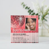 Glitterend Sweet Sixteen Disco Bal Uitnodiging (Staand voorkant)