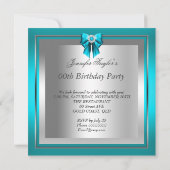 Glitterend Turquoise Blauwe Hoge Hak Zilveren Verj Kaart (Achterkant)