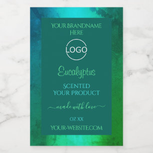 Glitterend Turquoise en Groen Patroon Productlabel Voedselcontainer Etiket