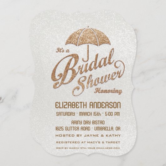 Glitterend wit en goud Vrijgezellenfeest Uitnodige Kaart (Voorkant / Achterkant)