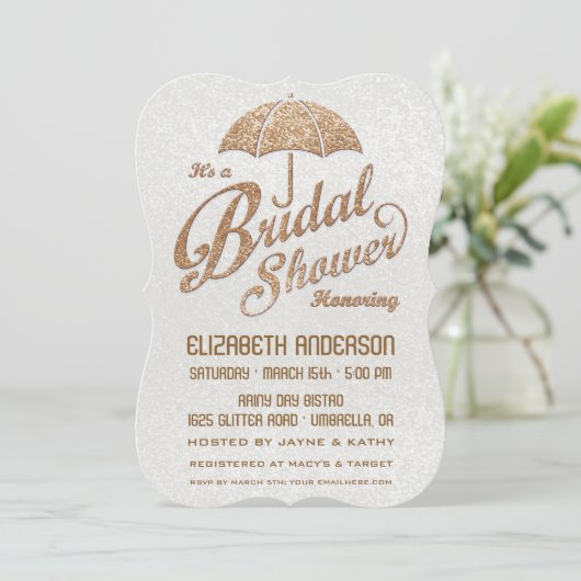 Glitterend wit en goud Vrijgezellenfeest Uitnodige Kaart (Staand voorkant)