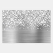 Glitterend Zilver Glam Inpakpapier Vel (Voorkant)