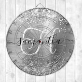 Glitterend Zilver Glam Monogram Dartbord