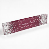 Glitterend Zilver Glitter Bourgondi Gradiënt Naambordje