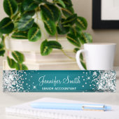 Glitterend Zilver Glitter Donker Turquoise Verloop Naambordje