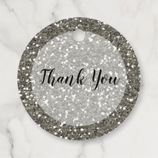 Glitterend Zilver Glitter Laat Liefde Fonkeling Bedankjes Labels (Achterkant)