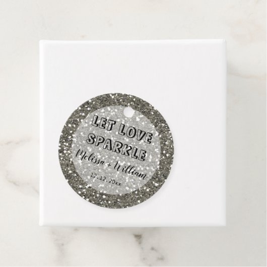 Glitterend Zilver Glitter Laat Liefde Fonkeling Bedankjes Labels (In situ)
