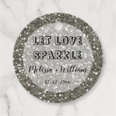 Glitterend Zilver Glitter Laat Liefde Fonkeling Bedankjes Labels (Voorkant)