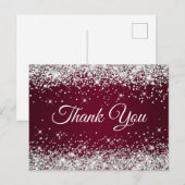 Glitterend Zilver Glitters Bordeaux Bedankt Briefkaart (Voorkant / Achterkant)