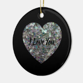 Glitterend zilver mozaïek glinsterend Hart Keramisch Ornament (Links)