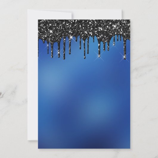 Glitterend Zwarte Glitters Blauwe Ombre Sweet Sixt Kaart (Achterkant)