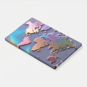 Glitterende 3D Kleurrijke Wereldkaart  Post-it® Notes