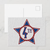 Glitterende 4 juli briefkaart (Voorkant / Achterkant)