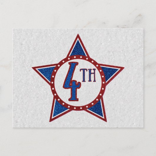 Glitterende 4 juli briefkaart (Voorkant)