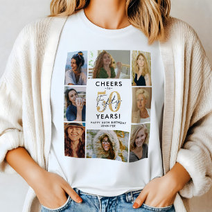 Glitterende 50e verjaardag foto collage T-shirt