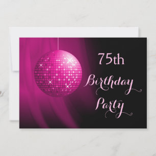 Glitterende 75e verjaardag Hot Pink feestdisco bal Kaart