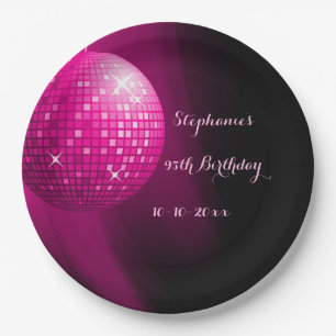 Glitterende 95e verjaardag Hot Pink Party Disco Ba Papieren Bordje