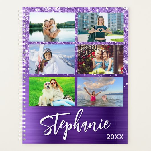 Glitterende Amethist Glam 14 Foto Collage Planner (Voorkant)