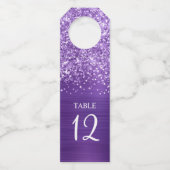 Glitterende Amethist Paarse Glam Tafelnummer Flessenhanger (Voorkant)